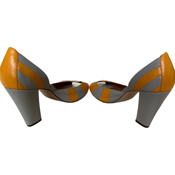 Jeffery Campbell Size 8 striped gray and orange heels. - Picture 2 of 4